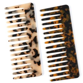 Wide Tooth Comb - Large Hair Detangling Cellulose Detangler Comb for Women Thick Curly Wavy Wet Dry Hair 2 Pack