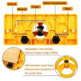 Hakkin 35mm Hinge Jig Concealed Hinge Hole Saw Jig Higne Drilling Jig Hole Guide Woodworking for Kitchen Cabinet Door Hinge