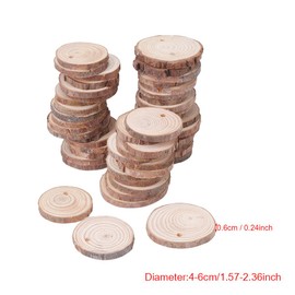 50PCS Wood Slices,Tree Disc Log Wood Slice For DIY Crafting Rustic Wedding Party Wooden Decoration(4-6cm*0.6)
