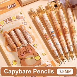 MOZXIRZ 5Pcs Cute Mechanical Pencils 0.5mm Cartoon Capybara Mechanical Pencil Kawaii Pencils School Pencil for Kids Students Girls Boys Women Office School Suppies (5Pcs Capybara)