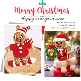 8PCS Christmas Gingerbread Ornaments, Ginger Man Clay Figurine with Strings Hanging Ornaments for Xmas TreeHoliday Party Festive Season Birthday Gift