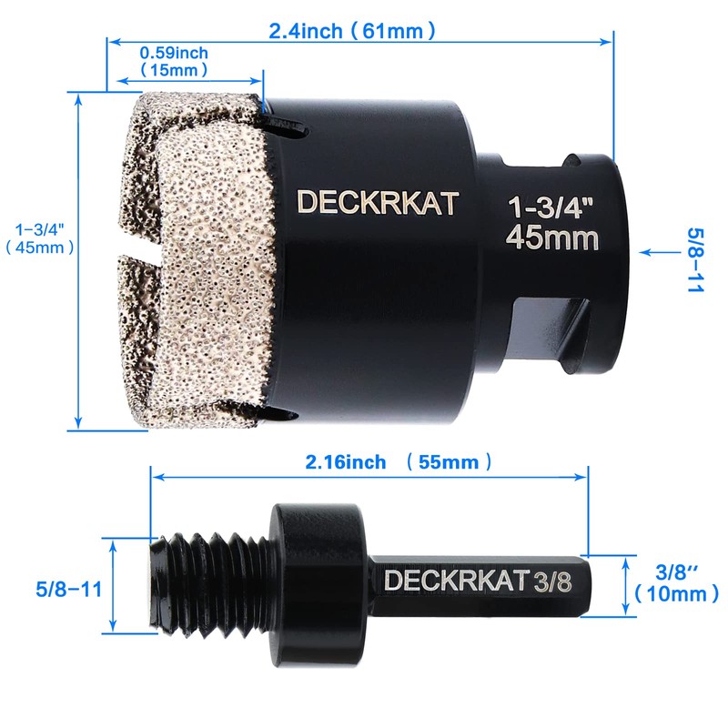 Diamond Hole Saw, 1-3/4" Hole Saw for Tiles Granite Marble
