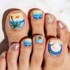 Ocean Beach Press on Toenails with Seashell Design Short Square