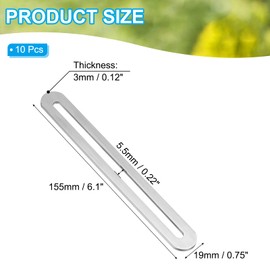 PATIKIL 6 1/10" Variable Flat Mending Plate (Slotted) 10 Pcs Slidable Slotted Flat Straight Mending Plate Support Brace Bracket for Wood Furniture Silver