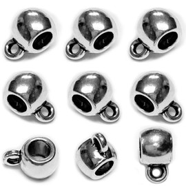 Heather's cf Silver Bail Tube Beads Charm Holder European Bead Spacer Bail Bead Charm Spacers Bracelets Pendants for Jewelry Making Dangling Charms for Jewelry Making Supplies 88pcs