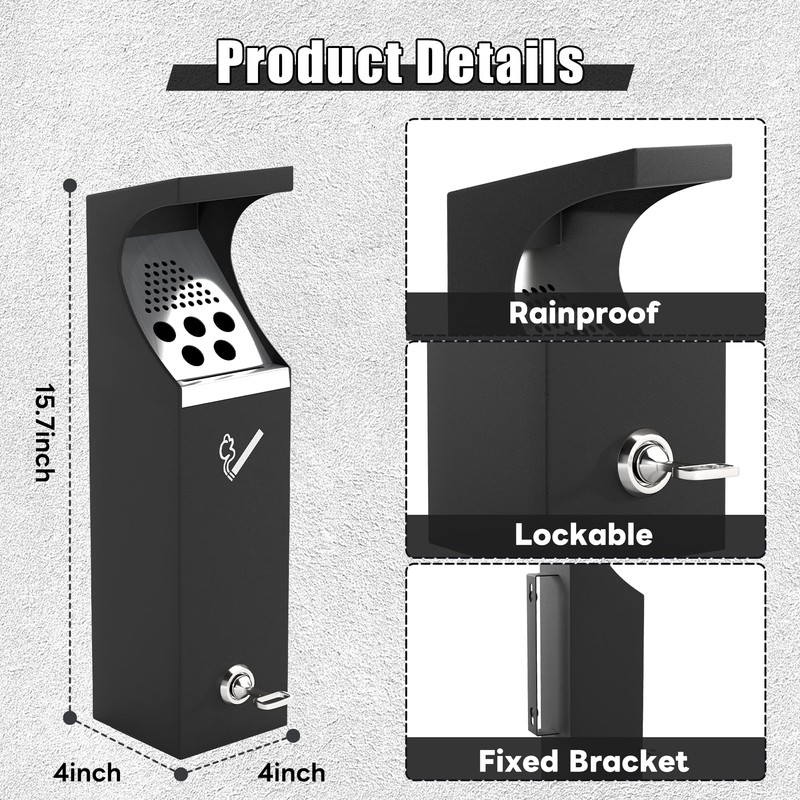 lukar Commercial Wall Mounted Trash Can with Lock, Easy to