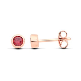 9ct Rose Gold on Silver Garnet Stud Earrings - January Birthstone