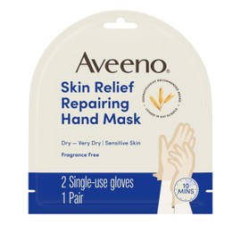 Aveeno Skin Relief Repairing Hand Mask, Moisturizing Gloves with Triple Oat & Shea Butter for Very Dry Skin, Hand Care for Sensitive Skin, Fragrance-Free, 1 Pair of Single-Use Gloves