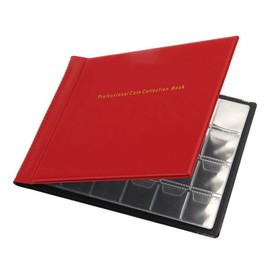 240 Pockets Coin Collection Album, Red Coin Collectors Book Display Storage Case, Collecting Sleeves Organiser Box for Coin Collections, Money Currency, Pennies (Red)
