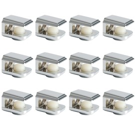 Sayayo Glass Shelf Brackets Glass Clamp Shelf Supports Chromed Finished, Adaptive 5-8MM Thickness Glass, Zinc Alloy, 12Pcs, EBL1015-12P