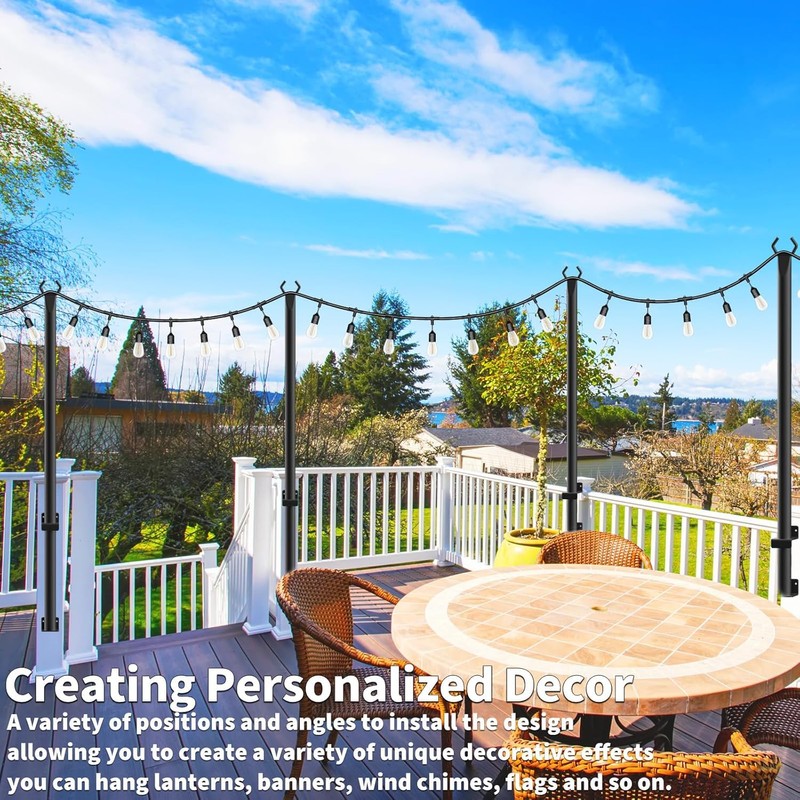 talkhigh 4 Pack 5Ft String Light Poles,Light Poles for Outside