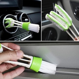 Jowxsx White and Green, 17cm 4.5cm 2.5cm Double Ended Mini Dust Blind Cleaner Car Vent Brush Window Blind Brush Hand Held Magic Brush Blind Duster for House Car Office Cleaning Brushes and Dusters