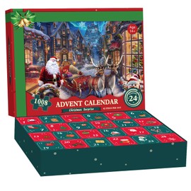 Advent Calendar 2024 Christmas Jigsaw Puzzles, 24 Days 1008 Pieces Christmas Countdown Puzzles for Kids Adults, Advent Jigsaw Puzzle 2024 Great Xmas Gifts Idea Home Decor