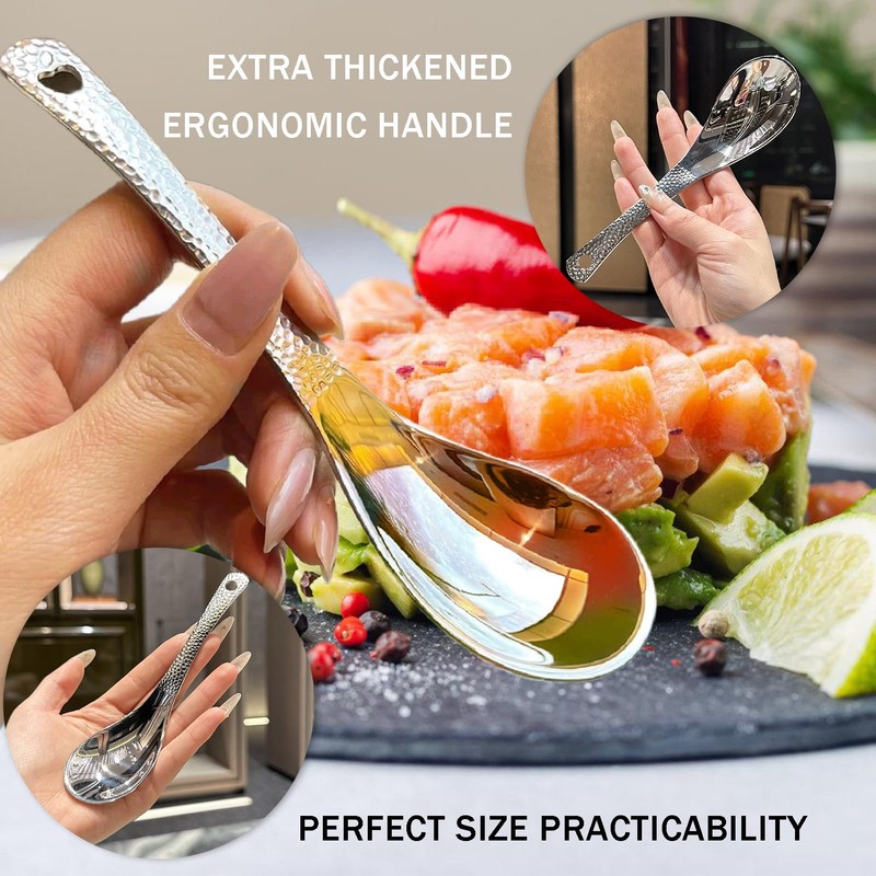 OULIGET Thickened Stainless Steel Soup Spoons, Asian Chinese Japanese Flat