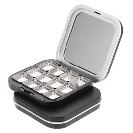 FRCOLOR 2pcs Empty Eyeshadow Palette Magnetic Black Makeup Organizer for Women Includes Compartment Tray for Eyeshadow Blush Lip Balm and More Lightweight and Portable for Travel