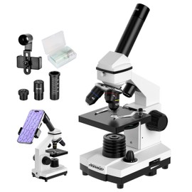 Aomekie AO1003 64X-160X-640X Biological Compound Monocular Microscope for Students with Slides - All-Metal Framwork