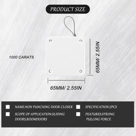 Automatic Door Closer, Automatic Door Closer, Pack of 2 Automatic Door Closer, Door Closer No Drilling, Door Closer with 1000 g Pull Cord, for Room Door, Garden Gate, Interior Door