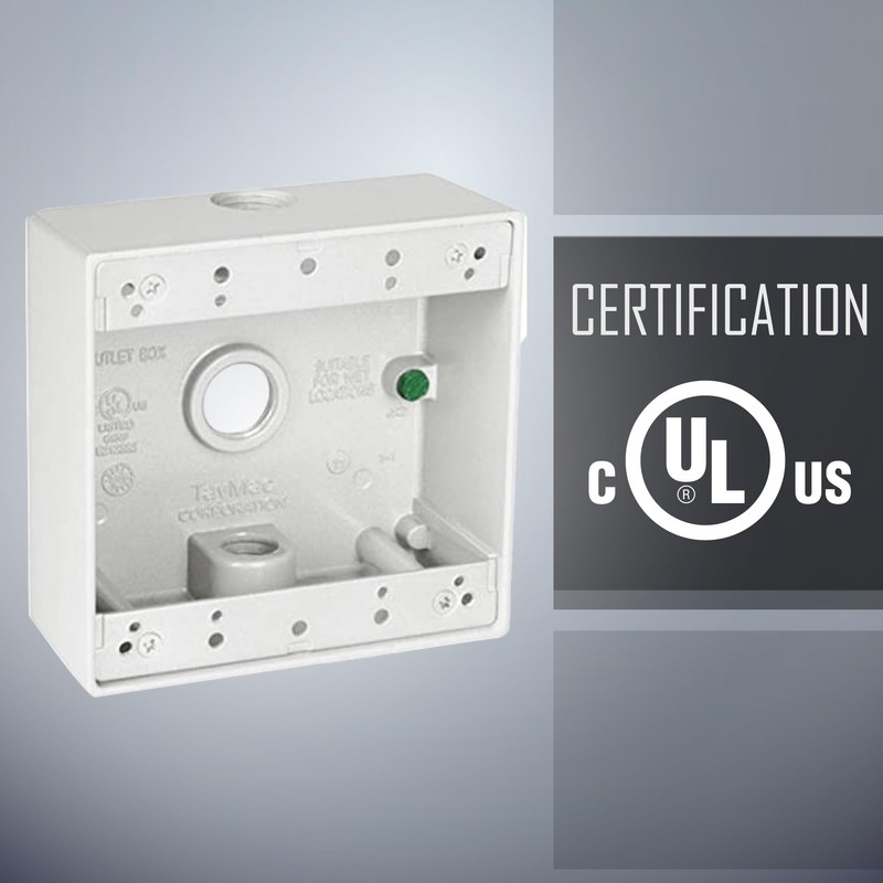 TayMac 4.5 x 4.5 Inch 2-Gang White 2-in. Deep Weatherproof