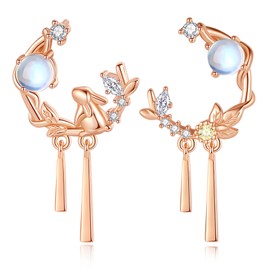 YINCHIE Women's Earrings, Popular, Hypoallergenic, High Quality Zirconia, Moonstone, 925 Silver, Accessory, Cute, Swaying, Anniversary, Coming of Age Ceremony, Birthday, Christmas Gift, Sterling