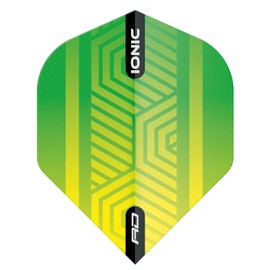 RED DRAGON Hardcore Ionic Green and Yellow Dart Flights Standard Dart Flights 3 Sets per Pack (9 Waves in Total)
