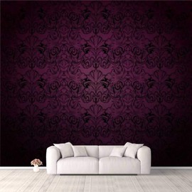 3D Wallpaper Royal vintage Gothic background in dark purple and black Royal vintage Self Adhesive Bedroom Living Room Dormitory Decor Wall Mural Stick And Peel Background Wall Ceiling Wardrobe Sticker