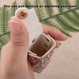 Leopard Print Chapstick Holder Keychain PU Leather Lipstick Holder Key Chain for Women Portable Lip Balm Sleeve Holder Pink Lipstick Case Organizer Lip Gloss Pouch Storage Keychains for Girls