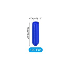 PATIKIL Round Rubber End Caps 3mm ID, 100pcs Rubber Bolt Cover Cap Vinyl Rubber Flexible Screw Thread Protector for Metal Tube Rod Bolts, Blue