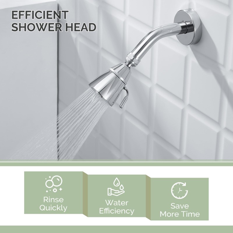 Angle Simple High Flow Shower Head, Brass Swivel Joint Adjustable