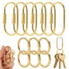 6Pcs Brass Gold Carabiner Oval Key Ring, Anti-Theft Screw Lock
