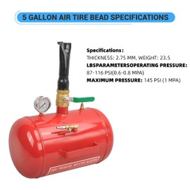 5 Gallon Air Tire Bead Seater 110 PSI Blaster Tool Seating Tire Inflator with Gauge by GESEXI - Car Truck ATV Tire Inflator Tank,Red