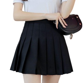 Kayotuas Women's High Waisted Pleated Skirts,Girls Casual Mini Skater Skirt Tennis School Uniforms Skirt Lining Shorts (X-Small,A-Black)