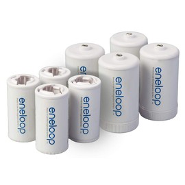 Panasonic K-KJBS1/2E8A eneloop C Size Battery Adapters for Use with Ni-MH Rechargeable AA Battery Cells, 8 Pack