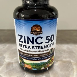 Vitalitown | Zinc 50mg Ultra Streanth Picolinate + Gluconate 240caps "exp 10/25
