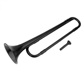 B Flat Plastic Bugle Cavalry Trumpet with Mouthpiece for Children School Student Band Black