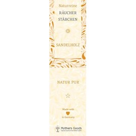 100% Natural Sandalwood Incense Sticks Mysore - Pure Natural - 10 Sticks - Made in Germany