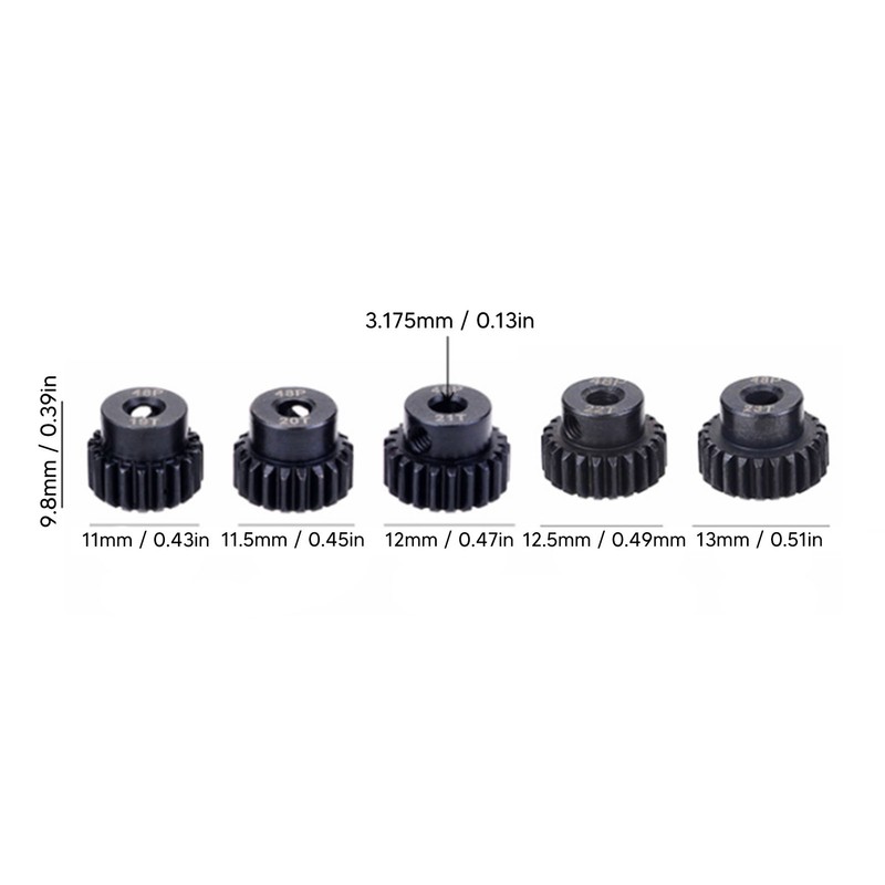 48DP 3.175mm RC Car Motor Gear 19T 20T 21T 22T