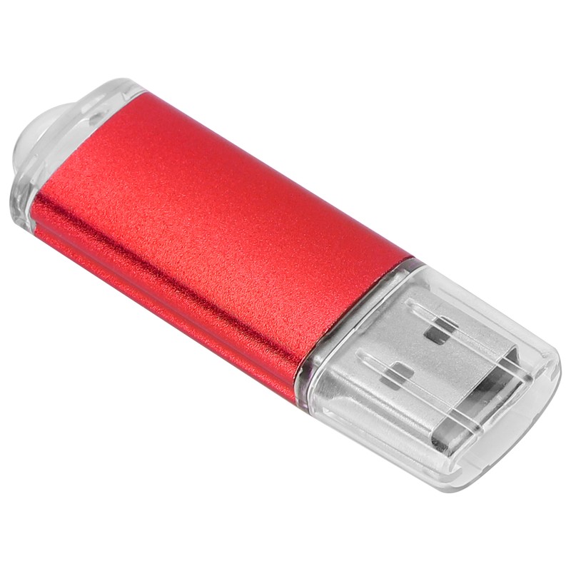 USB Flash Drive Transparent Cover Red Portable Storage Memory Stick