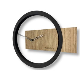 FLEXISTYLE Wall Clock, Wood, Black, 32 cm