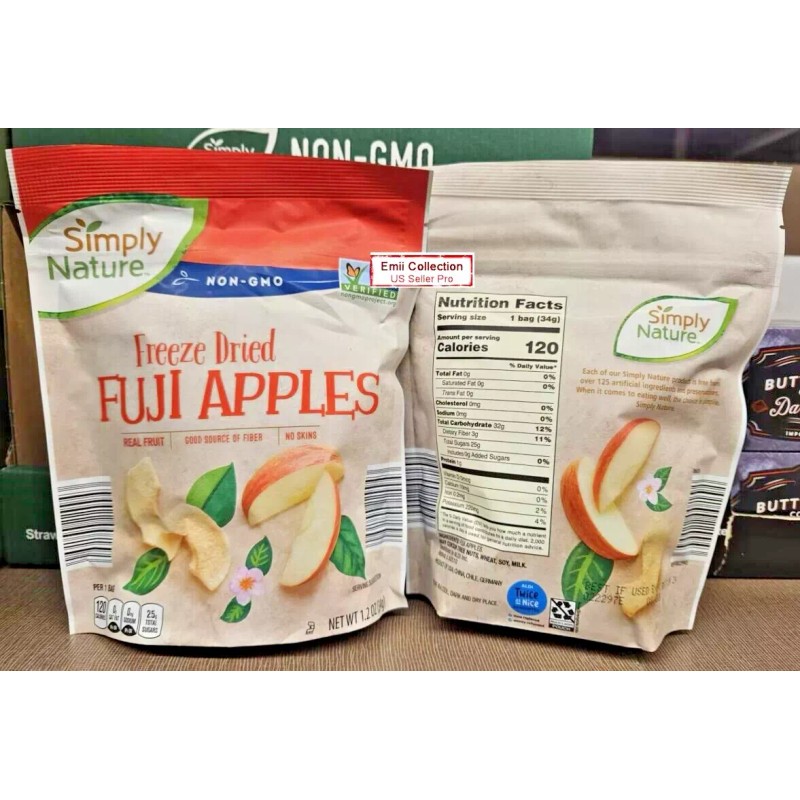 Simply Nature NON-GMO Freeze Dried FUJI Apples 1.2oz 34g (2