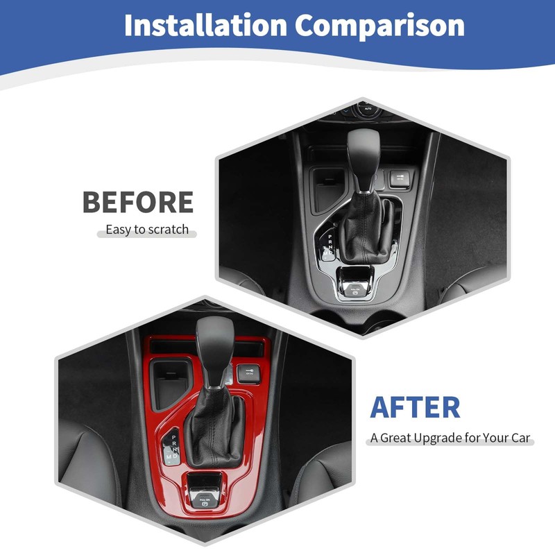 RT-TCZ for Cherokee Red Gear Shift Panel Cover Trim for