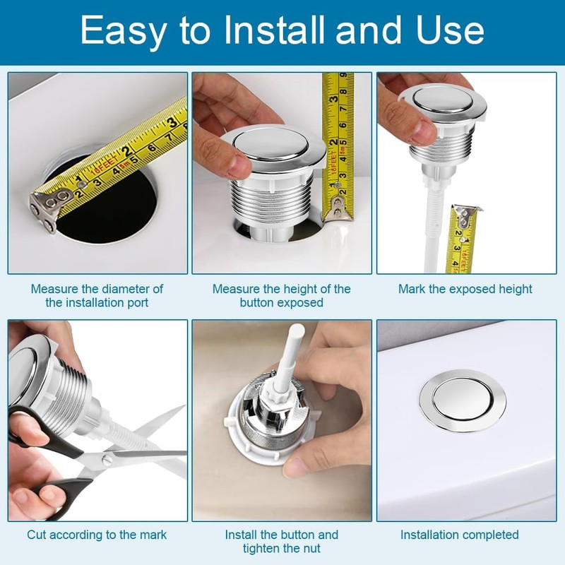 Toilet Flush Buttons Replacement, 2 PCS 38mm Toilet Push Button