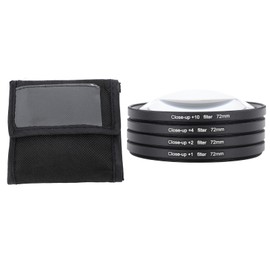 Close Up Filter Kit 4 in 1 +1 +2 +4 +10 Macro Lens Filter Optical Glass with Storage Pouch Camera Filter for Digital Camera Photo 72mm