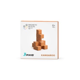 PIXIO Light Brown Kangaroo Color Series Magnetic Blocks Construction Set 15pcs with Free App, Stress Relief Building Blocks, Fidget Toys, Pixel Art Desk Toy, Animals Figures