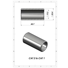 Oberlenker Reduzierbuchse Reduzierhülse, Buchsenhülse Kat.3-2, 2-1 (Kat.2 (25 mm)→Kat.1 (19 mm))