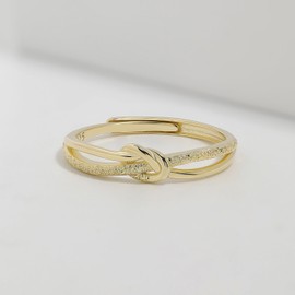 Meissa Knot Rings for Women 925 Sterling Silver Adjustable Rings Gold Plated Statement Ring Mother Daughter Knot Ring Friendship Rings, Gold