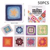 FRUHLING Pack of 50 Granny Square Crochet Cards Colourful Mixes