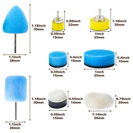 SI FANG Car Detail Polisher Buffing Polishing Pads Kit, 16Pcs Sponge Mini Buffers Pad for Tight Area Detailing Polishing Waxing and Sealing Glaze, Headlights Door Handles Scratch Restoration Tool