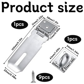 Padlock Hasp, 4 Inch Gate Lock Hasp with Screws, Stainless Steel Security Hasp, Cellar Lock, Lock for Cupboard, Suitable for Cellar Door, Door, Window, Cabinet (Silver)