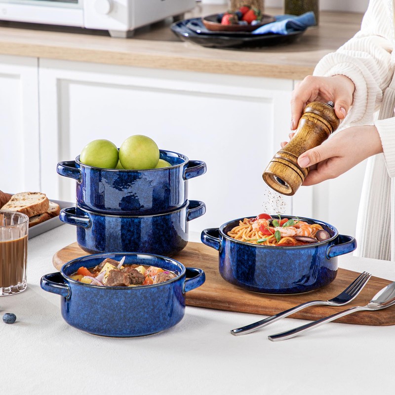 vancasso Starry Soup Bowls with Handles, 30 Oz French Onion