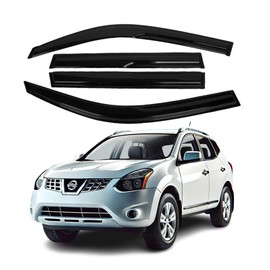 Fits for Nissan Rogue 2009 2010 2011 2012 2013/ Rogue Select 2014 2015, Smoke Window Visor Set - Sun, Rain, and Vent Protection, 4-Pieces Tape-On Window Deflector Guard Kit